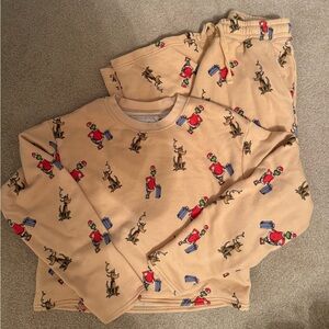 American Eagle Outfitters Tan Pajama Set with Fun Print